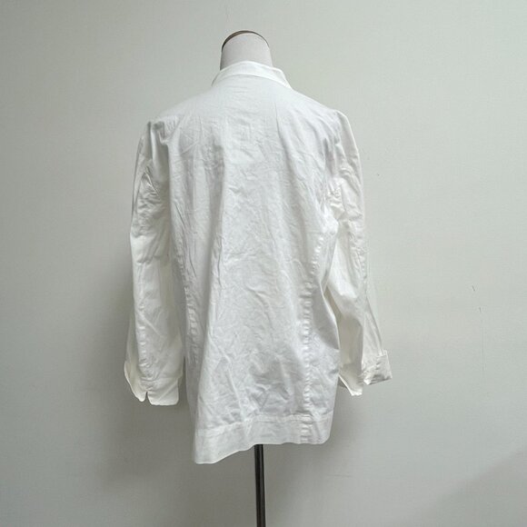 Eileen Fisher white shirt banded collar button front lomg sleeve 1x - Picture 5 of 8